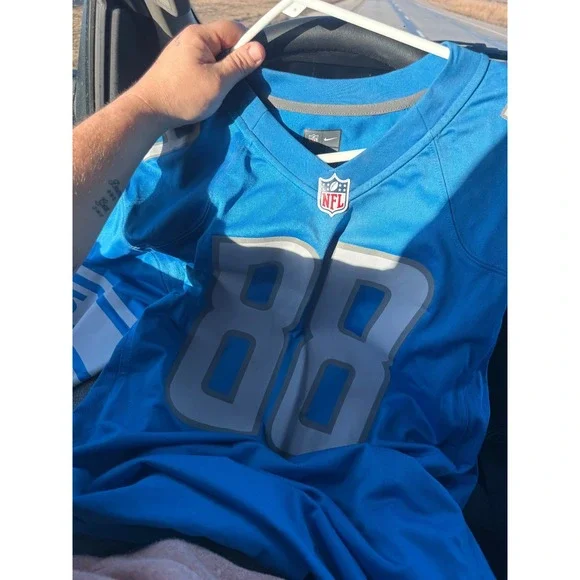 Detroit Lions Jersey Nike NFL On Field Mens XL Blue T.J. Hockinson Football - Picture 2 of 7